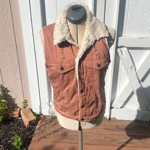 Size small fuzzy/jean vest NWT